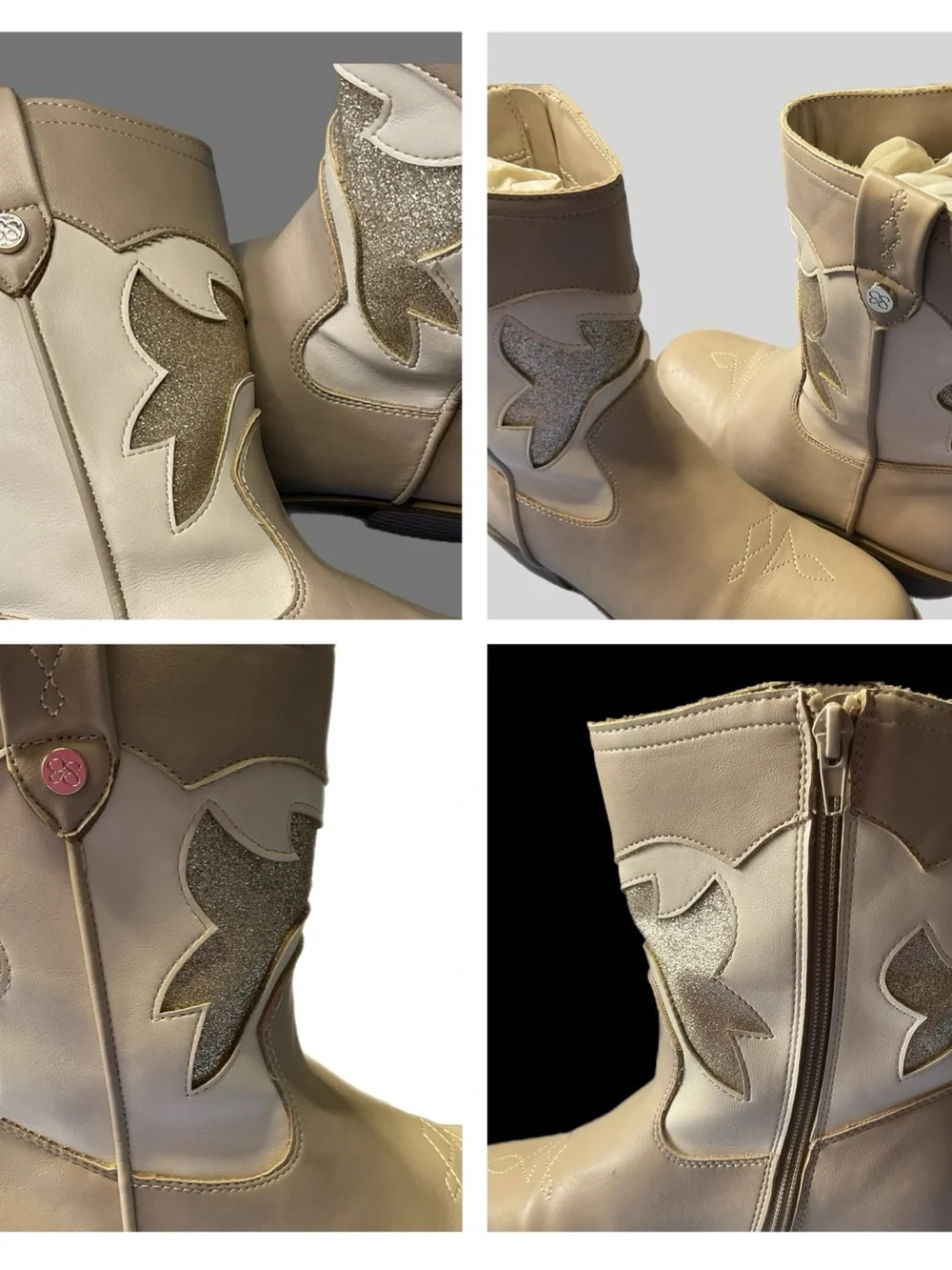 Jessica Simpson Big Girls Sz 5 Western Cowgirl Boot Side Zip Block Heel JES775FF